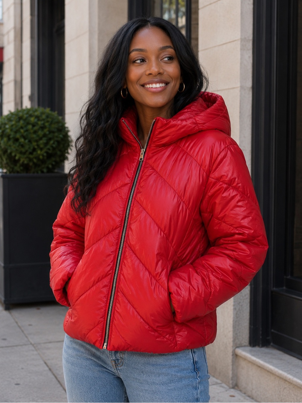 Guess puffer jacket - XL- RED